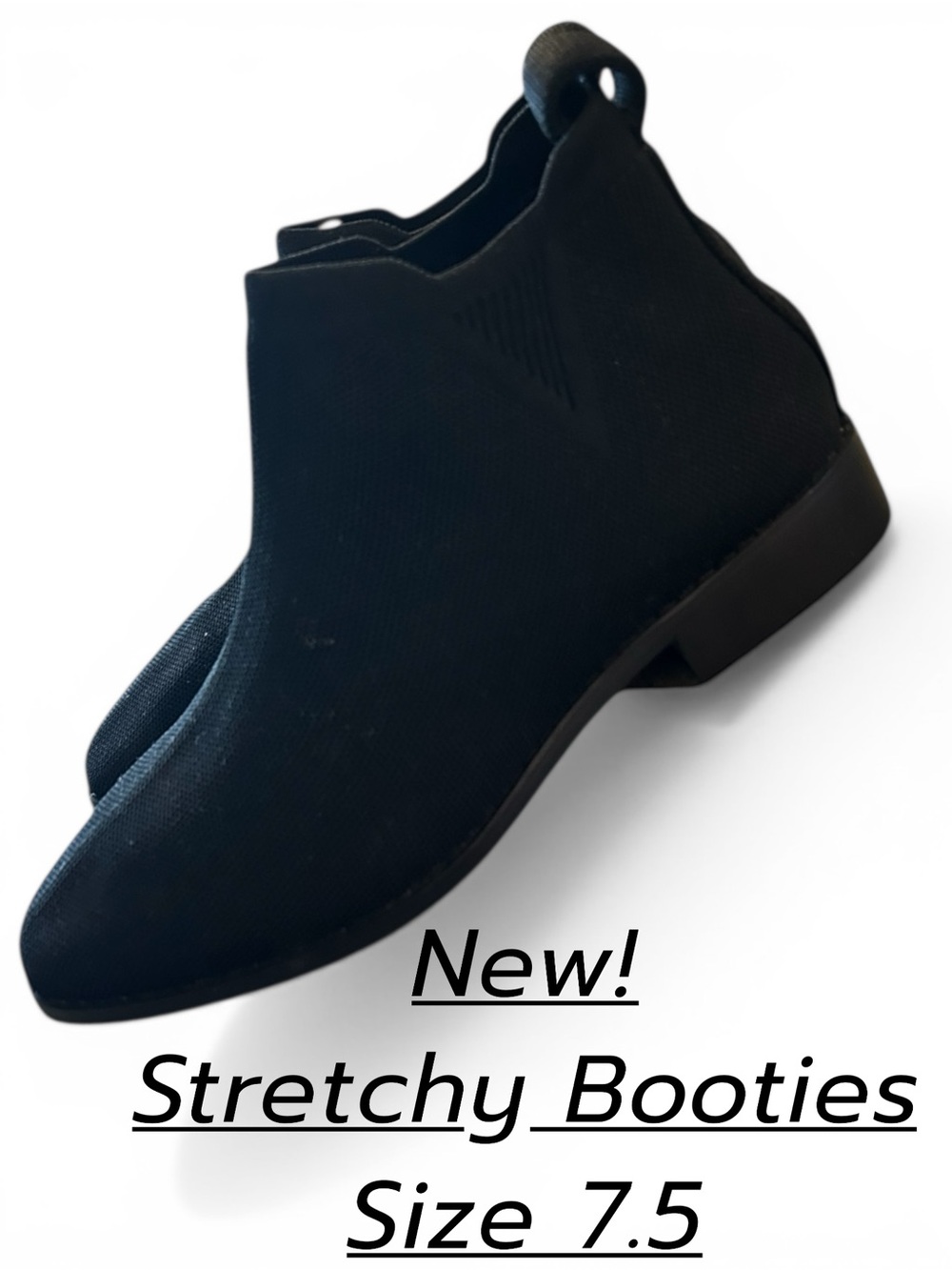 NEW! Black Stretchy Ankle Booties - Size 7.5